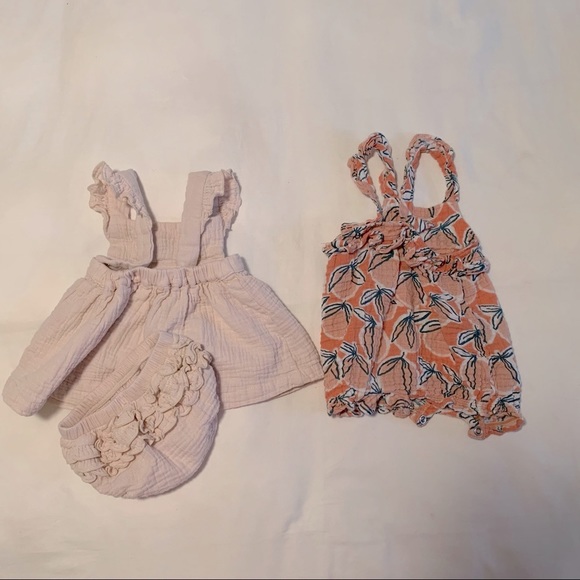 Like New Angel Dear | Baby Girl Peachy Muslin Cotton Romper - Picture 4 of 4